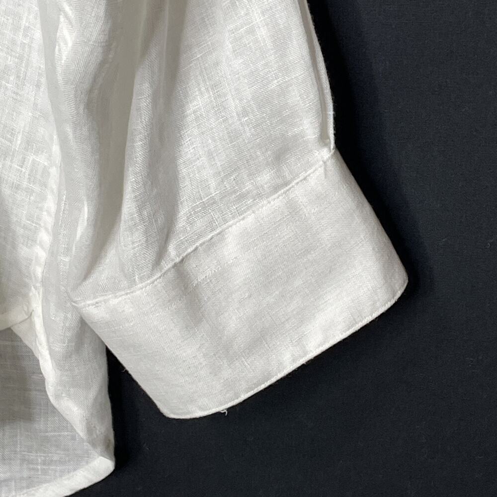 Paul Fredrick Linen Button Shirt Size XXL White Yellow Finest Pure Linen Floral - Picture 4 of 12